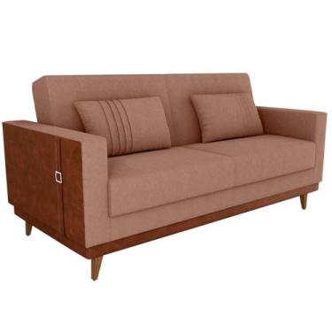 Imagem de Sofa Cama 2 Lugares 203 cm Esther Boucle Marrom material sintético Whi