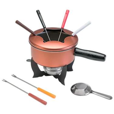 Imagem de Conjunto para Fondue Brinox 10 Peças 16cm 1,25 Litros Aço Inox, Cobre