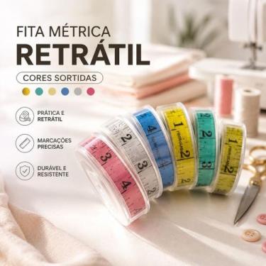 Imagem de Kit 3 Fitas Métrica Retrátil Costura Artesanato Cores Sortidas 150cm -