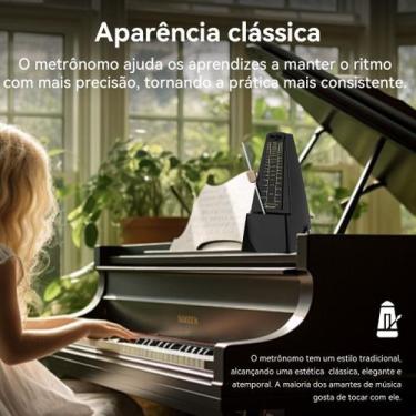 Imagem de Metrônomo Mecânico Vedo Analógico Universal Para Piano Violão, Preto