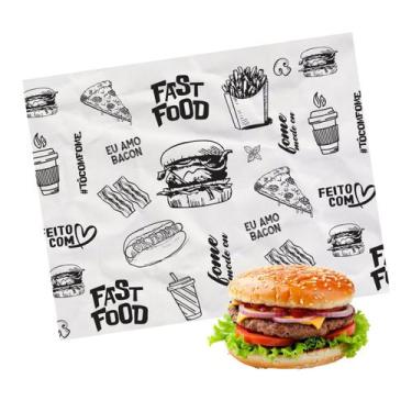 Imagem de 2000 Papel Acoplado Hamburguer Lanche Eb - EMBALEBEM