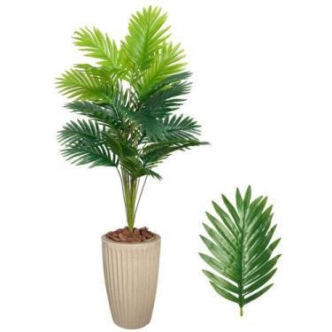 Imagem de Planta Artificial Palmeira com Vaso Polietileno Cone Romano - Bege - P