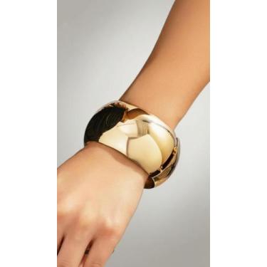 Imagem de Bracelete Largo Grosso Liso Folheado Ouro Dourado - Congratulations St