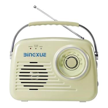 Imagem de Rádio Retro AM FM, Pequenas Rádios Portáteis com Bluetooth, Funcionam com Pilhas C*4 ou Conectadas à Parede, Suportam Cartão SD/USB/Entrada AUX/Saída de Fones para Casa/Exterior (Bege)