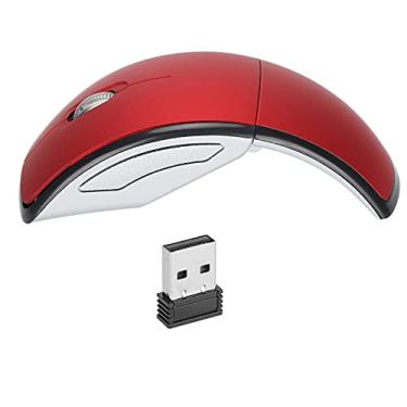 Imagem de Mouse sem fio, Smart Mini portátil de posicionamento óptico ergonômico Design para jogos Mouse com receptor USB para computadores de mesa para escritório para notebooks(vermelho)
