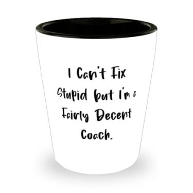 Imagem de Inappropriate Coach Gifts, I Can't Fix Stupid but I'm a Fairly Decent Coach, copo de shot de Natal para treinador
