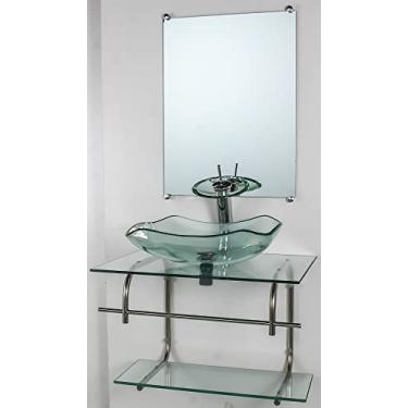 Imagem de GABINETE DE VIDRO PARA BANHEIRO INOX 70CM CUBA ABAULADA INCOLOR