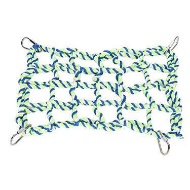 Imagem de GLOGLOW Rede de escalada para animais de estimação pequenos, rede de malha de malha para animais pequenos, rede de balanço de brinquedo, brinquedo para pendurar furão, brinquedos de mastigar para papagaio, esquilos, planador de açúcar