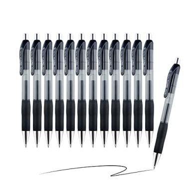 Imagem de AIHAO Canetas de gel, ponta média, tinta preta, pacote com 12, canetas esferográficas retráteis com tinta premium e aderência confortável para escrita suave, caneta de tinta de secagem rápida, 0,7 mm