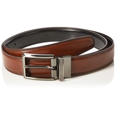 Imagem de Perry Ellis Cinto masculino reversível de couro com costura dupla (tamanhos 76-106 cm), Marrom/preto, 30