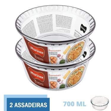 Imagem de Kit 2 Formas de Vidro Travessa Suflê Redonda 700ml Marinex