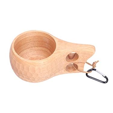Imagem de Caneca de madeira portátil copo para beber estilo nórdico, café chá leite acampamento copo para beber (copo duplo com casca de tortoise duplo)