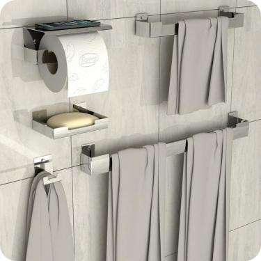 Imagem de Kit Acessórios Para Banheiro Inox 5 Peças ELG