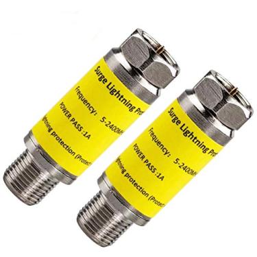 Imagem de Protetor de cabo para TV – 2 peças de protetor de surtos coaxiais para TV de cabo de antena de satélite, protetor contra surtos e raios para antena de TV