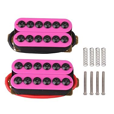 Imagem de BQLZR Conjunto de captador roxo de alta saída invasor Humbucker ímã de cerâmica elétrica com gola de guitarra elétrica