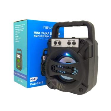 Imagem de Mini Caixa de Som Bluetooth Inova c/ Rádio FM, Bateria Recarregável 600mAh, Som de Alta Fidelidade