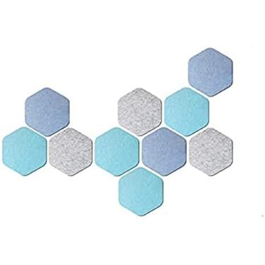 Imagem de KRASS 10 peças placas de aviso de feltro, criatividade, painéis acústicos hexagonais coloridos para escritório quarto adesivos de parede decorativos placa de feltro reutilizável, #7, Collector88