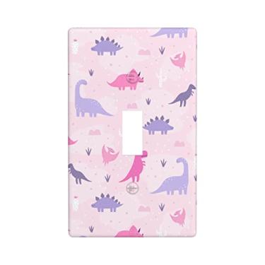 Imagem de Tampa de placa de interruptor de luz única dinossauro rosa decoração de parede capas para quartos loja