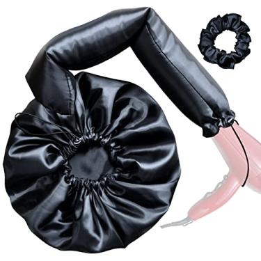 Imagem de Touca Difusora Cetim Dupla Face Secadora Anti-frizz Seda (Preto)