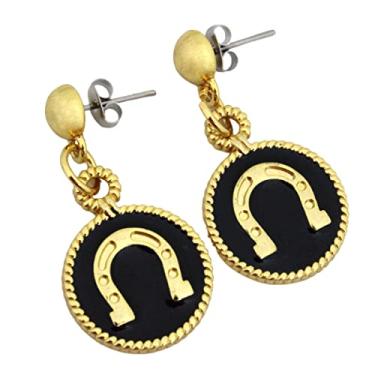 Imagem de Brincos Feminino Ferradura Preta Country Semijoia