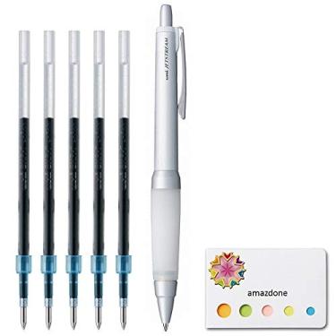 Imagem de Caneta esferográfica Uni-Ball Alpha-Gel Jetstream de 0,7 mm, corpo branco, tinta preta (SXN1000071P26) + 5 refis de tinta (SXR-7.24) e nossas notas adesivas originais