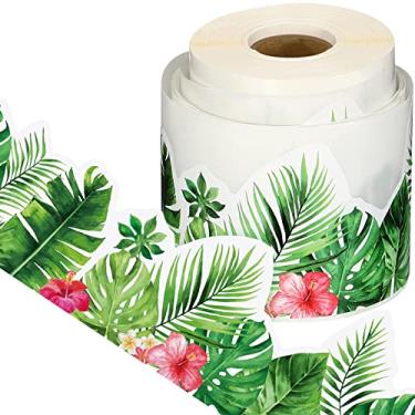 Imagem de 65,6 metros Boho Bulletin Board Borders Greenery Plant Die Cut Classroom Border Trim Self Adhesive Tropical Leaves Bordas Adesivos Back to School Decor for Bulletin Board Wall Blackboard Classroom