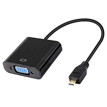 Imagem de XMSJSIY Conversor adaptador de áudio Micro HDMI para VGA 1080p Full HD Micro HDMI macho para VGA fêmea Interface para monitores de mesa, projetores, laptops, tablets