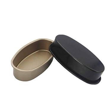 Imagem de Pacote com 2 assadeiras antiaderentes, forma de bolo de alumínio antiaderente para pão, conjunto de utensílios para casa, cozinha, padaria dourada e preta