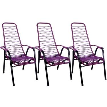 Imagem de Kit 3 Cadeiras De Área E Varanda Reforçada De Fio Lilás Fortmix