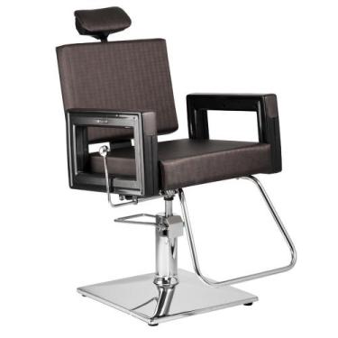 Imagem de Poltrona Cadeira Reclinável P/ Barbeiro Maquiagem Salão - Marrom - Dom