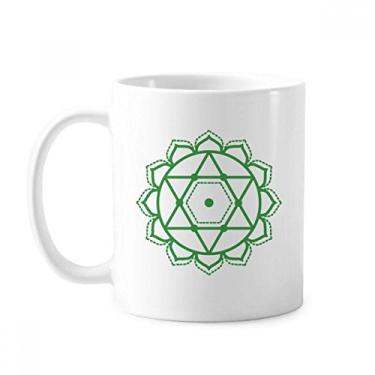 Imagem de Caneca de cerâmica cerâmica com símbolo de estrela geométrica de flor xícara de porcelana de café