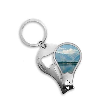 Imagem de Cortador de unhas Mountain River Forest Reflection Sky Cloud abridor de chaveiro tesoura