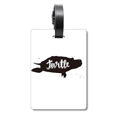 Imagem de Tartaruga Preto e Branco Animal Maleta Etiqueta de Bagagem Cartão Pendurado Etiqueta Scutcheon, Multicolorido.