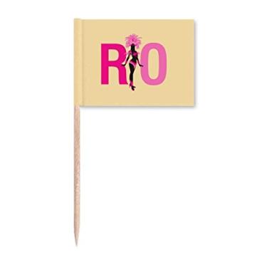 Imagem de Rio Brasil Carnaval Girl Pink Toothpick Flags Marker Topper Party Decoration