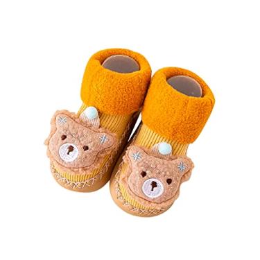 Imagem de Sapatos de menina tamanho 12 outono e inverno confortáveis sapatos de bebê infantil bonito padrão de desenho animado coelho (amarelo, 12-18 meses)