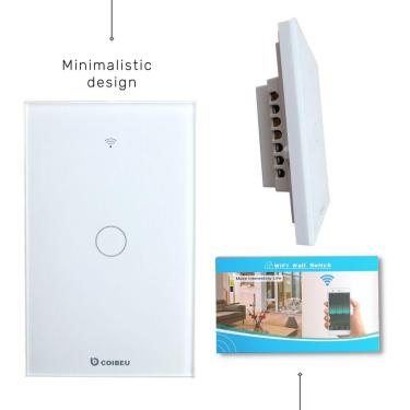 Imagem de Interruptor Inteligente WiFi, Smart Sem Fio Multifuncional 1 botão (MB301 com neutro) Compatível Com Alexa Google
