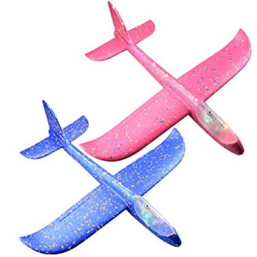 Imagem de NUOBESTY Planador Avião para Crianças Brilhando Jogando Espuma Planador Avião Modelo de Avião para O Vôo Ao Ar Livre Jardim Quintal Jogando Brinquedo 2 Pcs