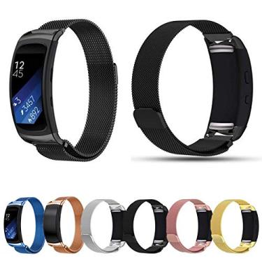 Imagem de Pulseira Aço Magnetica-Milanese LTIMPORTS, compativel com Gear Fit 2 Pro (Preto)