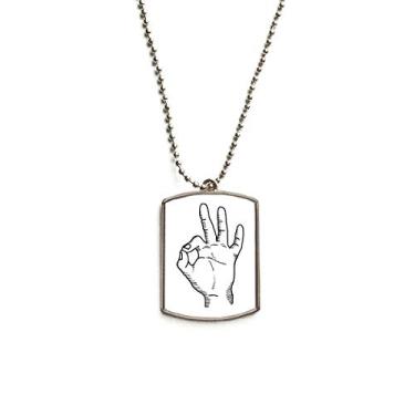 Imagem de DIYthinker Colar com pingente de corrente de aço inoxidável com padrão de gesto OK para desenho de linha