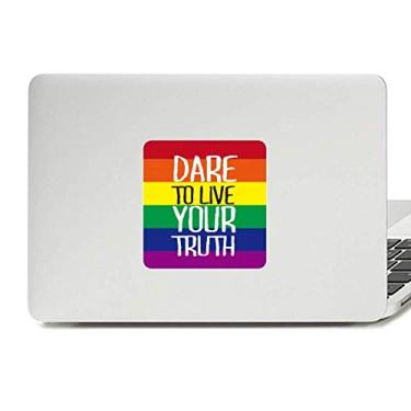 Imagem de Adesivo de vinil para laptop Live Your Truth LGBT Bandeira do arco-íris Paster Decoração de PC