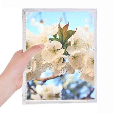 Imagem de Caderno de flores brancas com lindas folhas soltas diário recarregável de papelaria