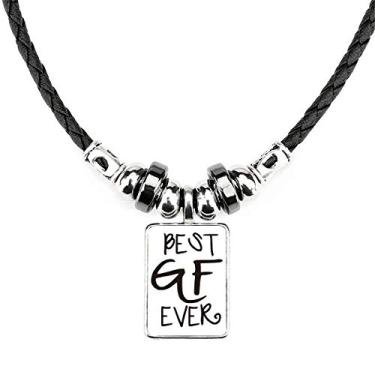 Imagem de DIYthinker Best BF Ever Colar com pingente de corda de couro Torque para Dia dos Namorados