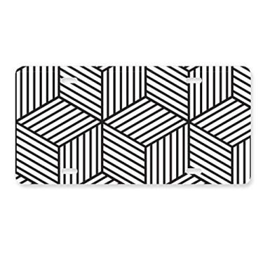 Imagem de DIYthinker Simple Line Art Grain Ilustration Pattern Placa de licença Decoração de carro Acessório de aço inoxidável