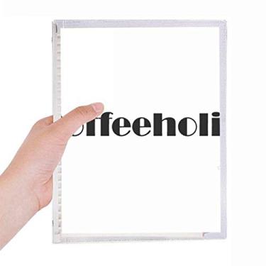 Imagem de Caderno de folhas soltas com palavra "Coffeeholic" e agenda recarregável