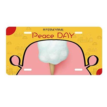 Imagem de DIYthinker Placa de licença de sorvete com casquinhas de ovo enormes sorvete Placa de carro Decoração Dia da Paz