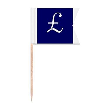 Imagem de Bandeira de palito GBP com símbolo de moeda do Reino Unido para placa de queijo para bolo de festa