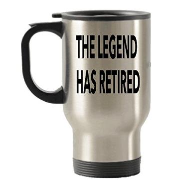 Imagem de Caneca isolada The Legend Has Retired Travel Tumblers - Caneca de café inovadora - Para homens ou mulheres - Presente de mordaça de aposentadoria - Divertido indo despedida