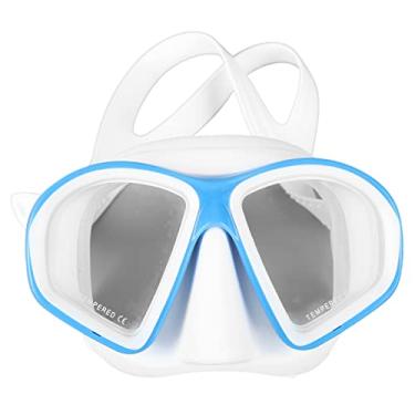 Imagem de Óculos de Natação, Silicone e Vidro Temperado Com Vedação Forte Óculos de Mergulho Evitam Vazamento de água Ajustável para Mergulho (Azul)