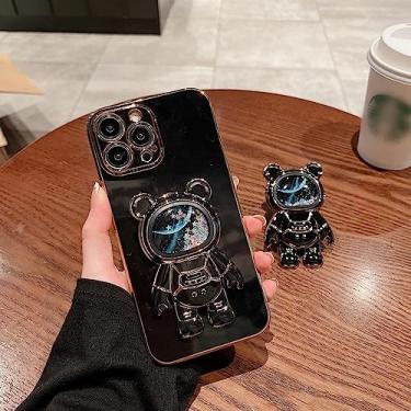 Imagem de Capa de telefone com suporte para astronauta areia movediça para iPhone 14 Pro 11 12 13 Pro Max Mini 7 8 Plus SE XR Xs Max Glitter Bear 3D Stand Cover, T1, para iPhone 13