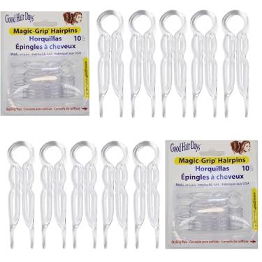 Imagem de Good Hair Days Grampos de cabelo - 6 cm de plástico, grampos de cabelo em forma de U, pinos fortes e duráveis para cabelos finos, grossos e longos, acessórios de estilo - cristal, conjunto de 20